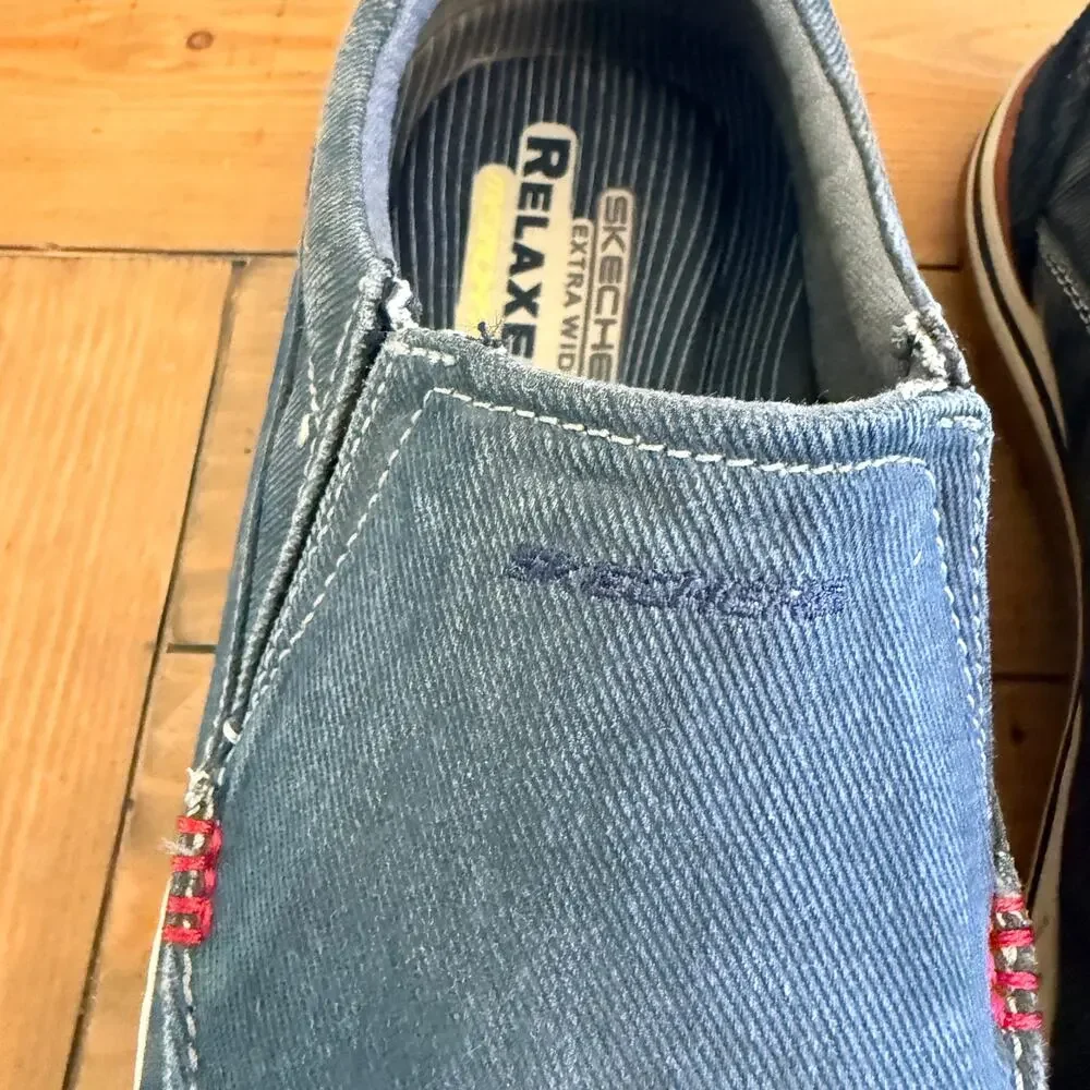 Skechers Relaxed Fit Men's 9.5 Extra Wide Slip On Loafers Canvas Canvas Shoes